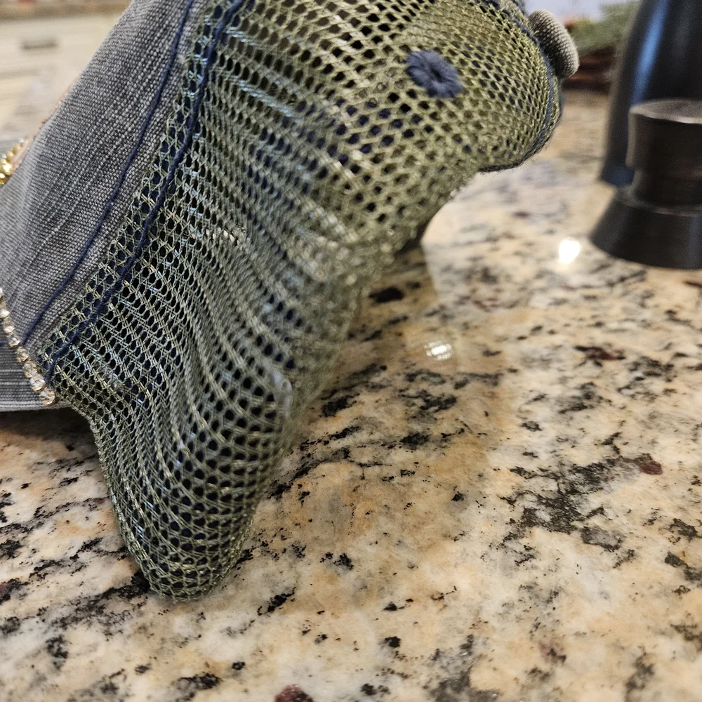India Boutique Gray Pet Print Cap with Gold Accents
